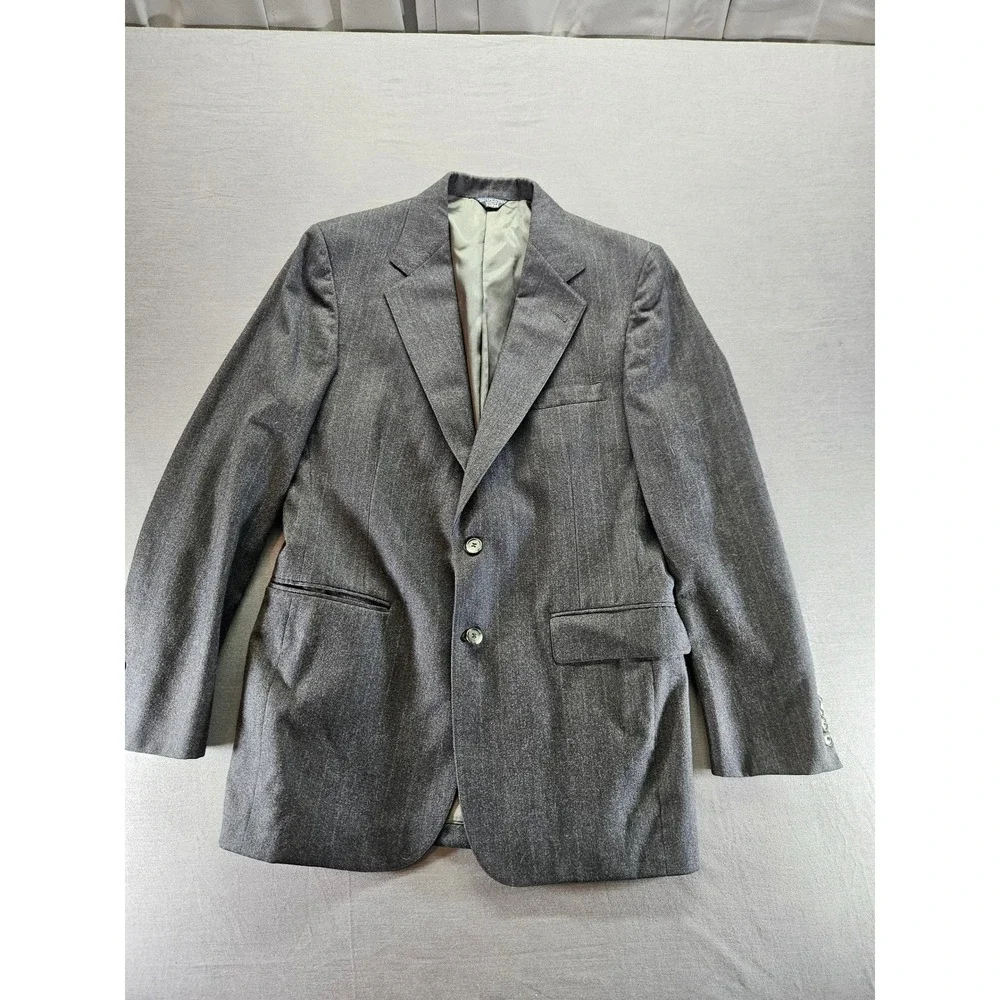 Cricketeer Goldsmiths Mens Gray Pinstripe Wool Blazer Sport Coat Two Button 40R